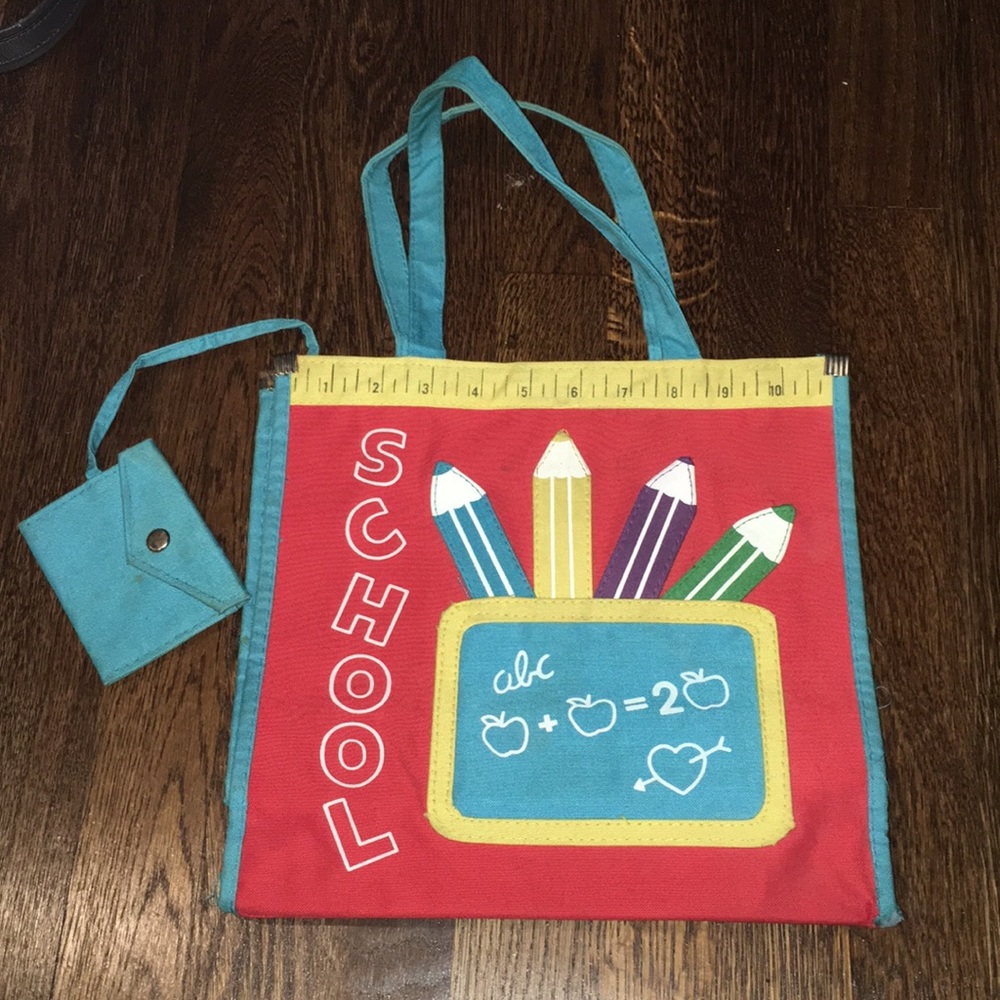 Vintage kids school bag/book bag, abcs pencils